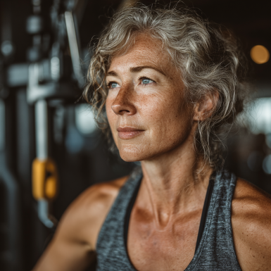 Літня пара займається йогою на природі